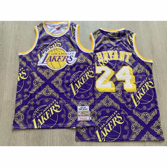 Camiseta Kobe Bryant NO 24 Los Angeles Lakers Mitchell & Ness 2007-08 Violeta2